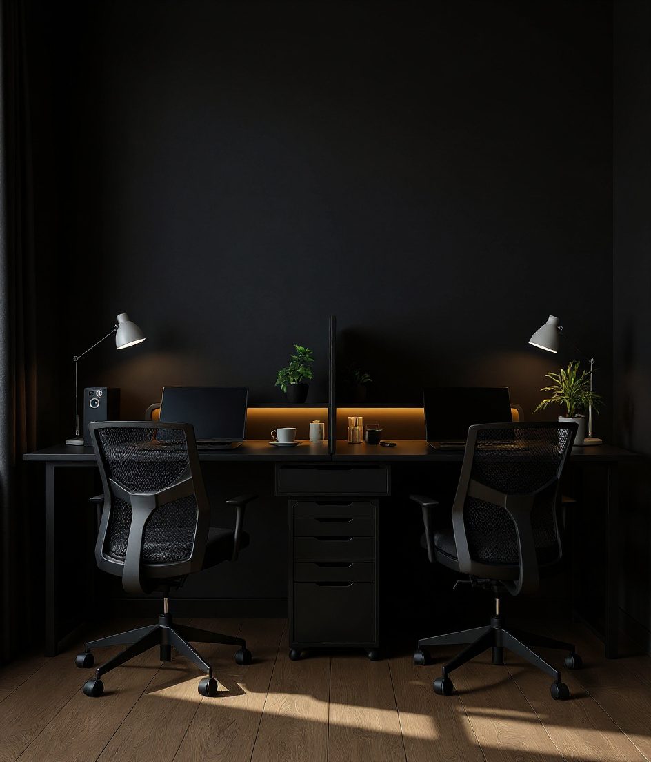 Two Person WFH Back-To-Back Study — Charcoal Minimal