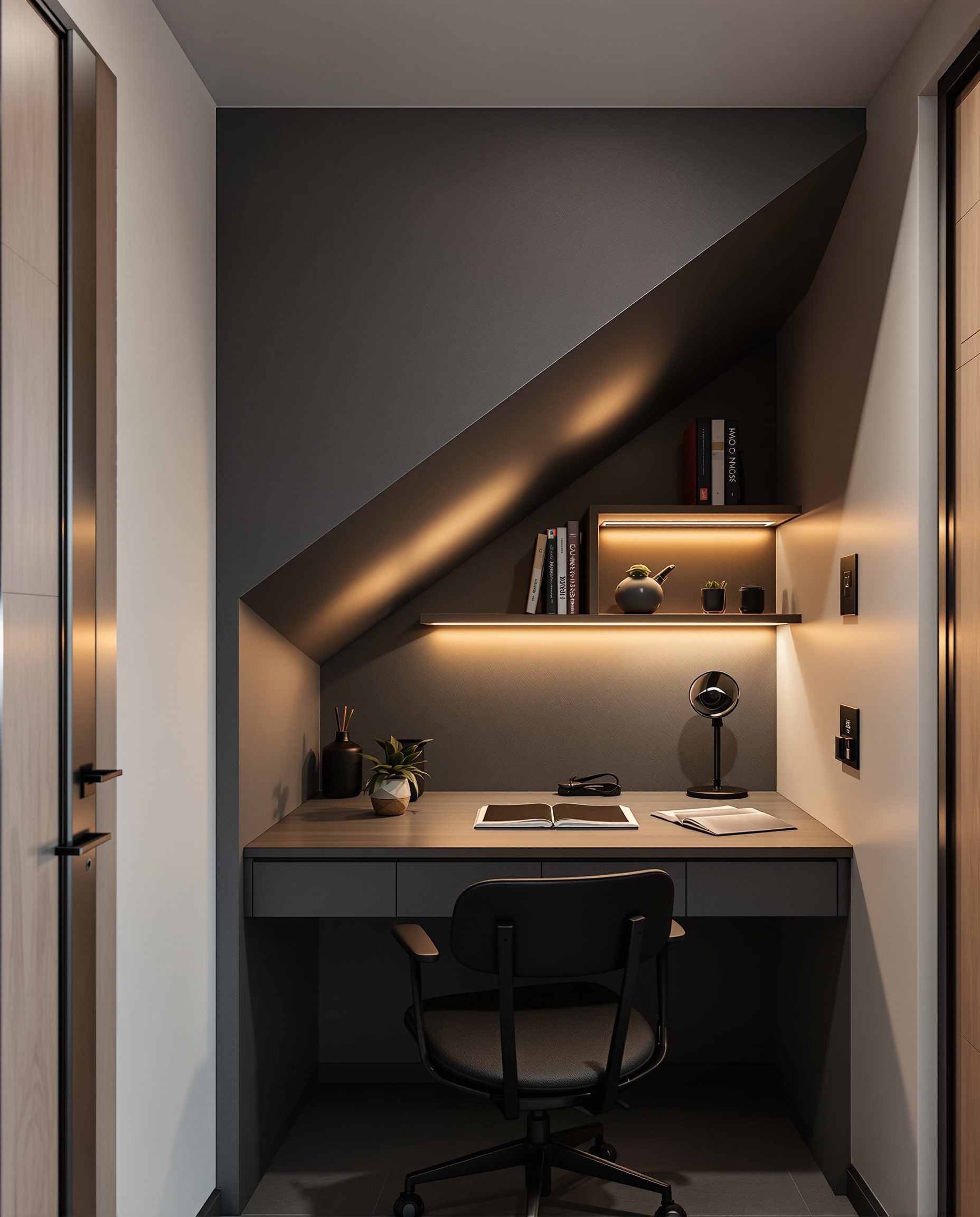 Under-Stair Tucked Work Nook