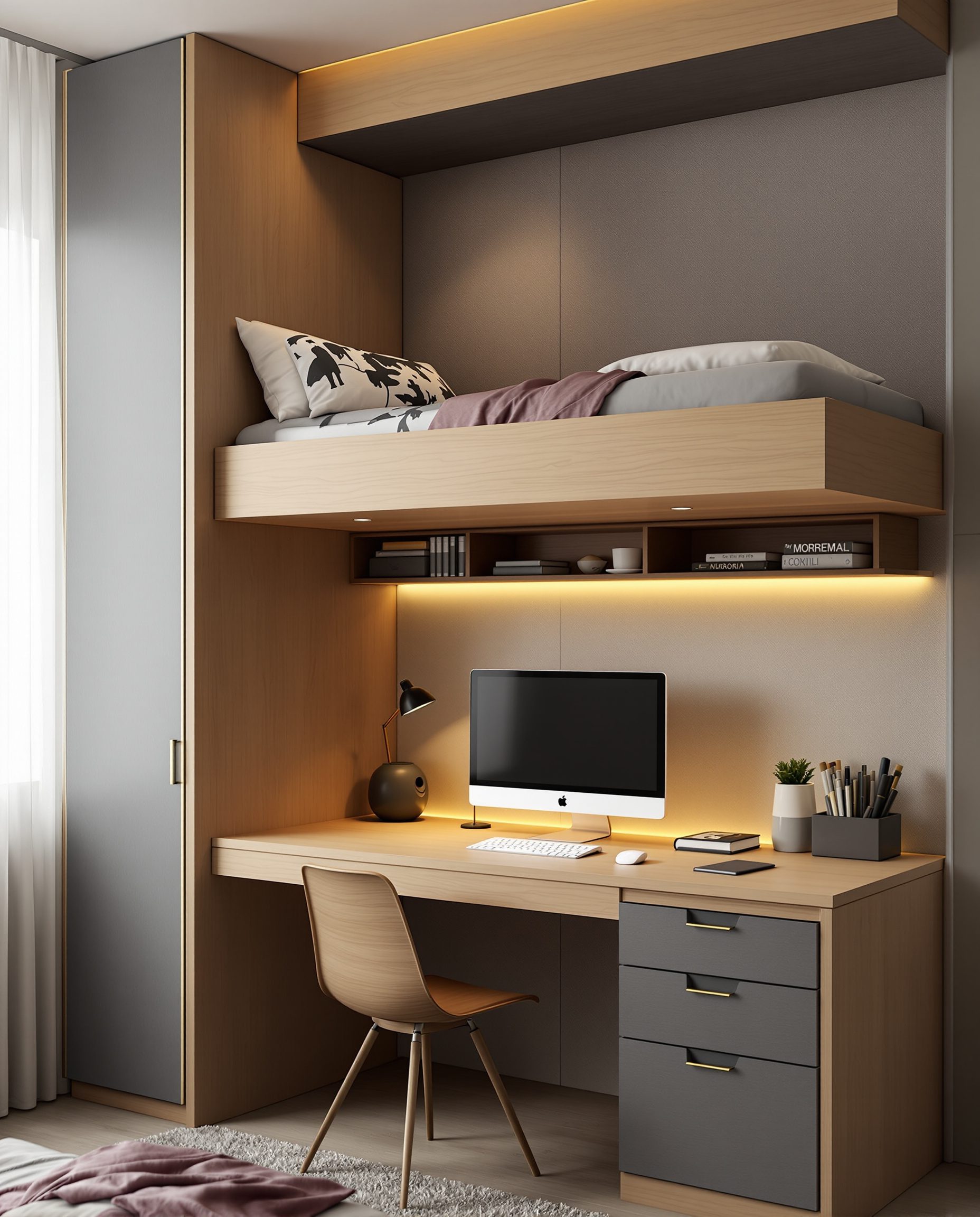 Charcoal-Minimal Teen Study Bed — Charcoal Minimal