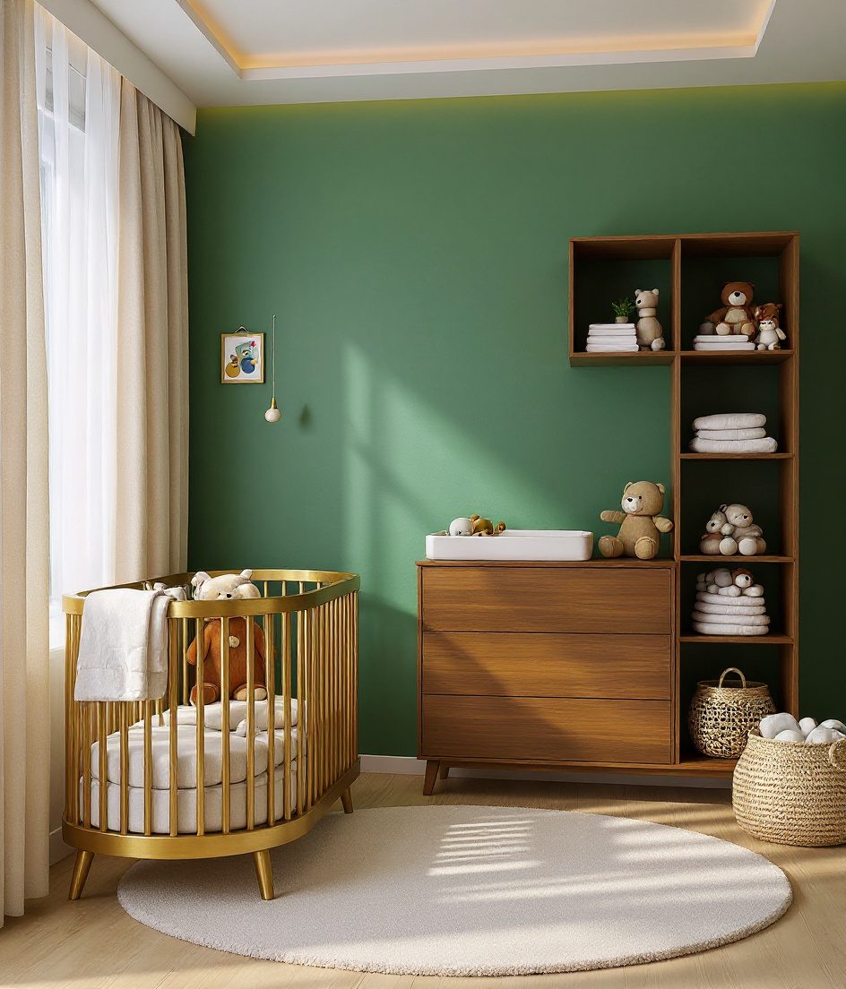 Honey-Oak Nursery Crib Corner — Sage & Brass