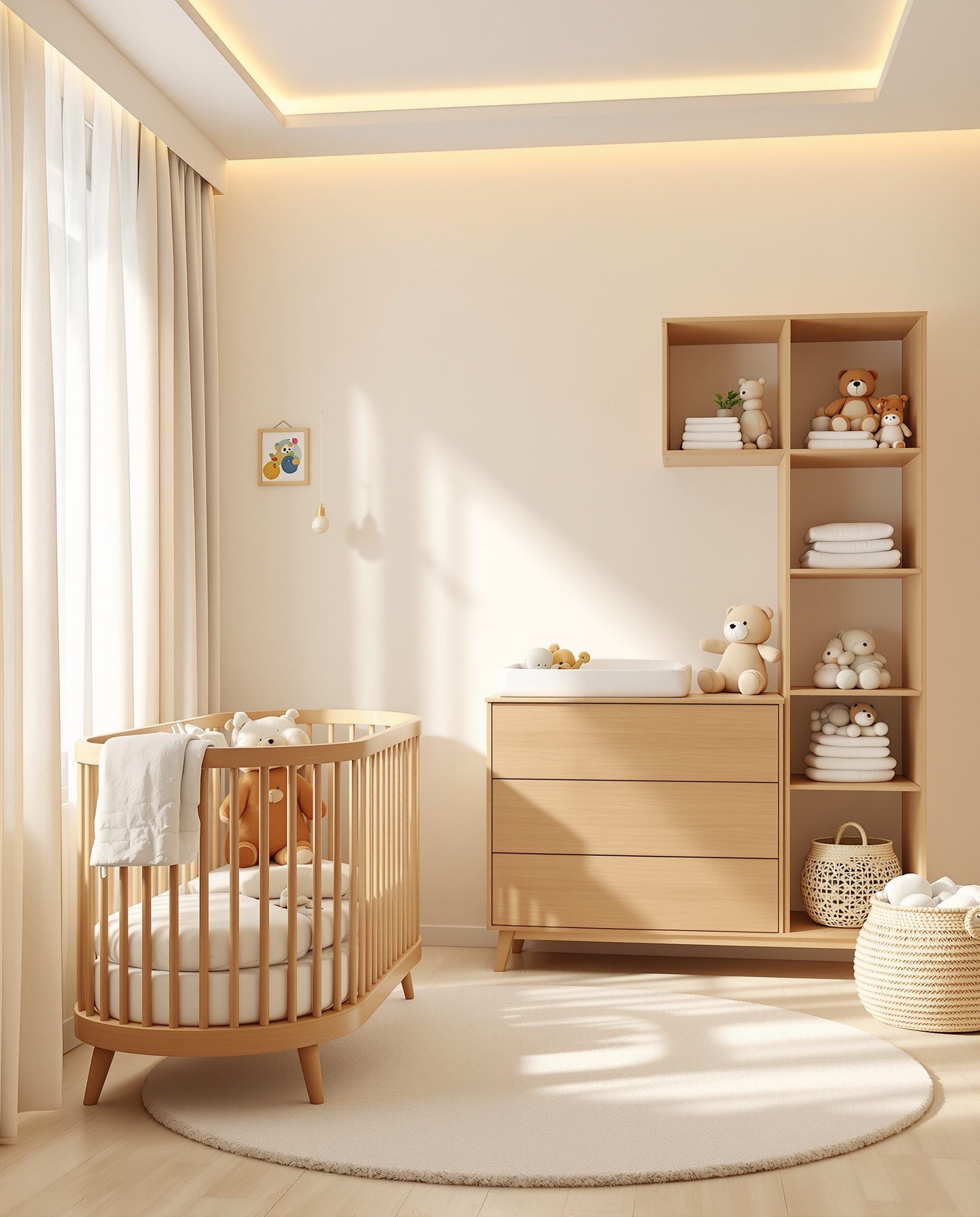Honey-Oak Nursery Crib Corner — Warm Oak
