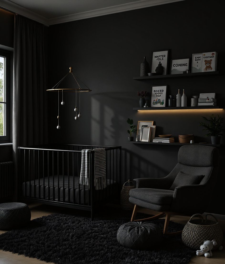Sage-Brass Baby Haven — Charcoal Minimal