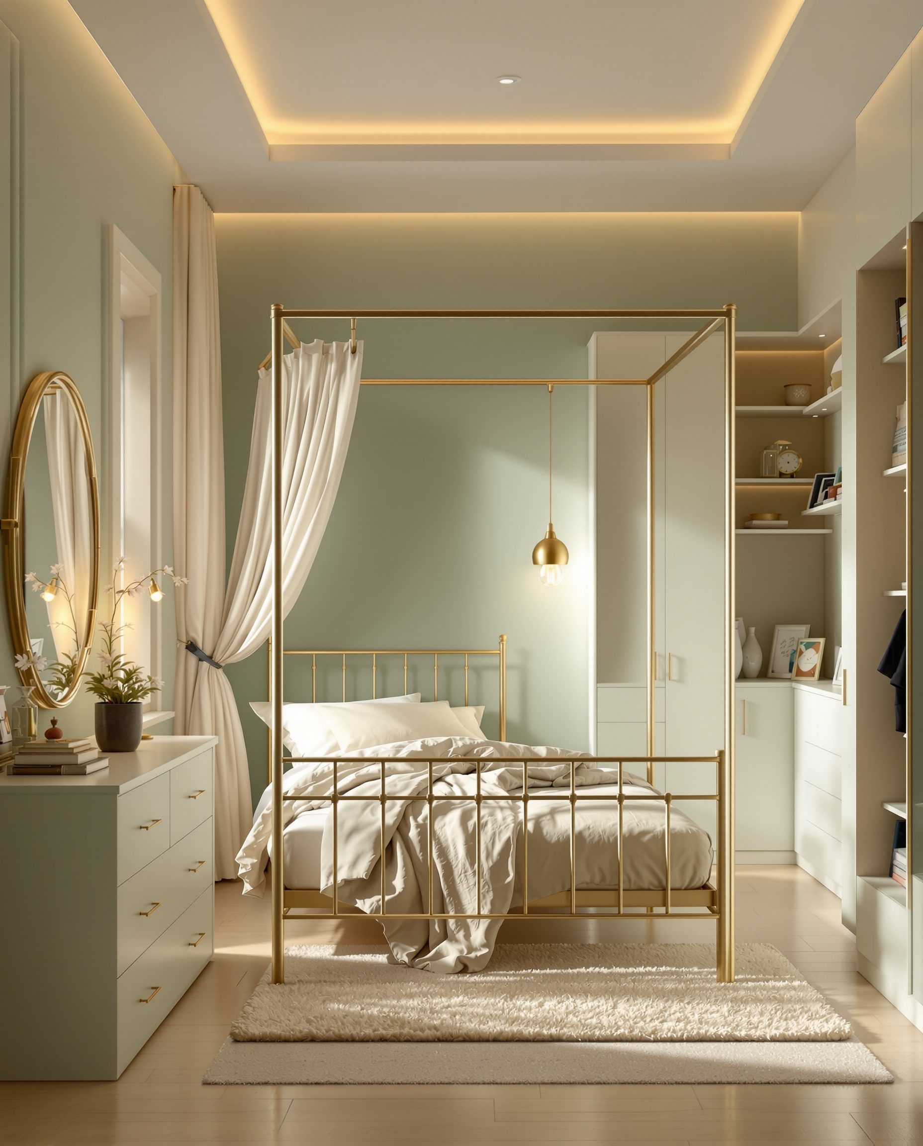Sage-Brass Blossom Girls Room — Sage & Brass