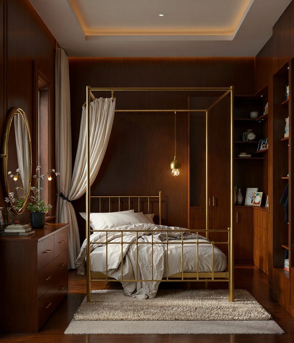 Sage-Brass Blossom Girls Room — Walnut Classic