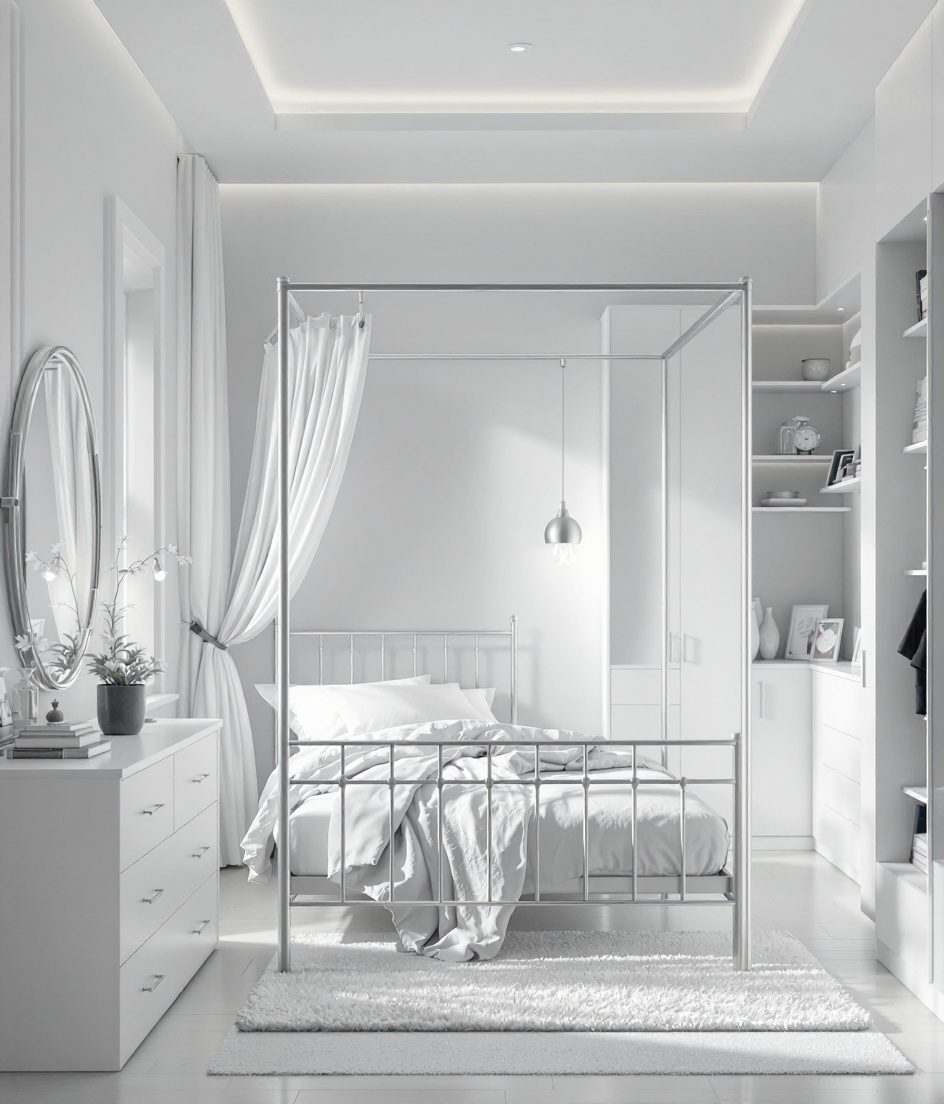 Sage-Brass Blossom Girls Room — White Modern