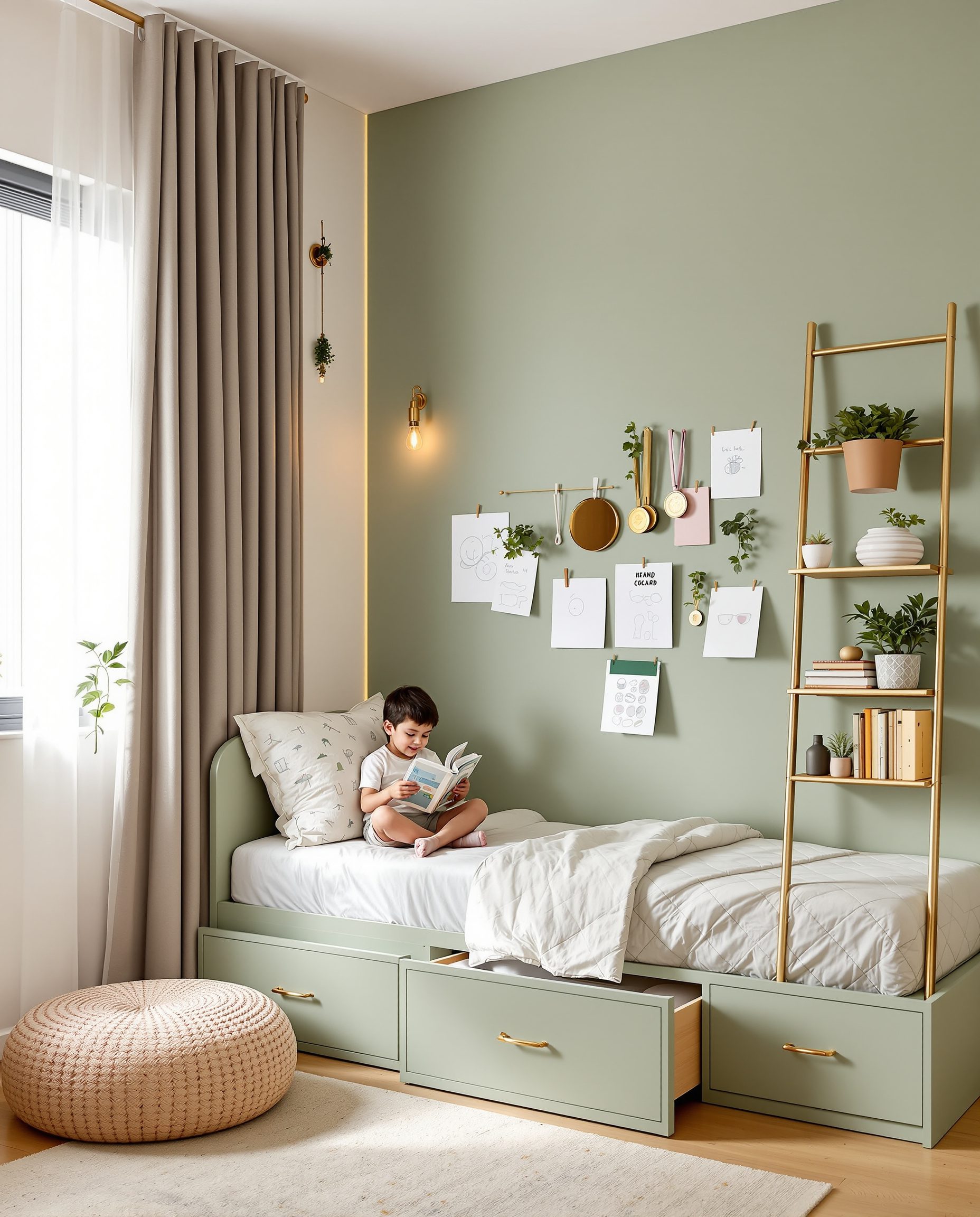 Sage-Brass Explorer Kids Room — Sage & Brass