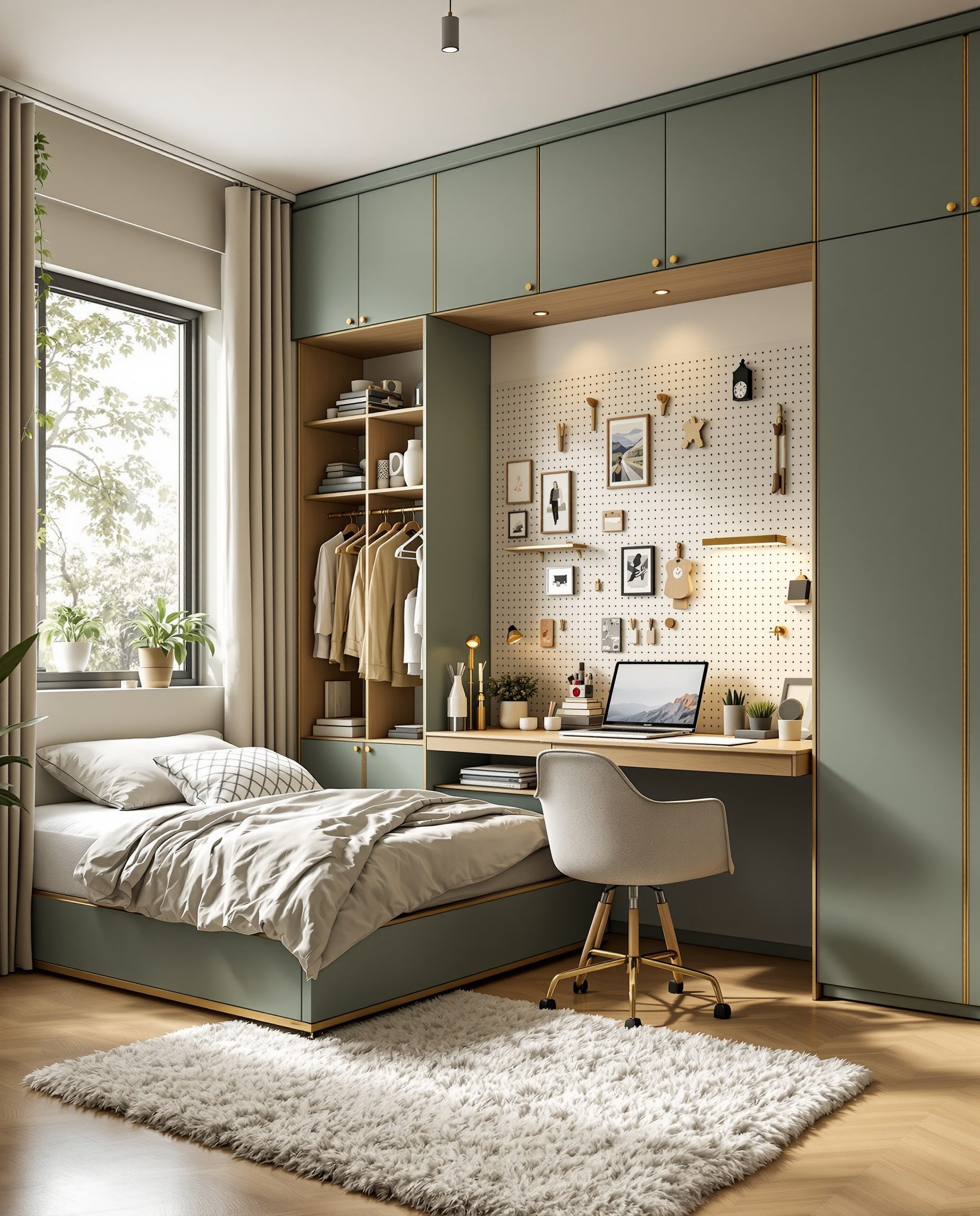 Sage-Brass Teen Creative Room — Sage & Brass