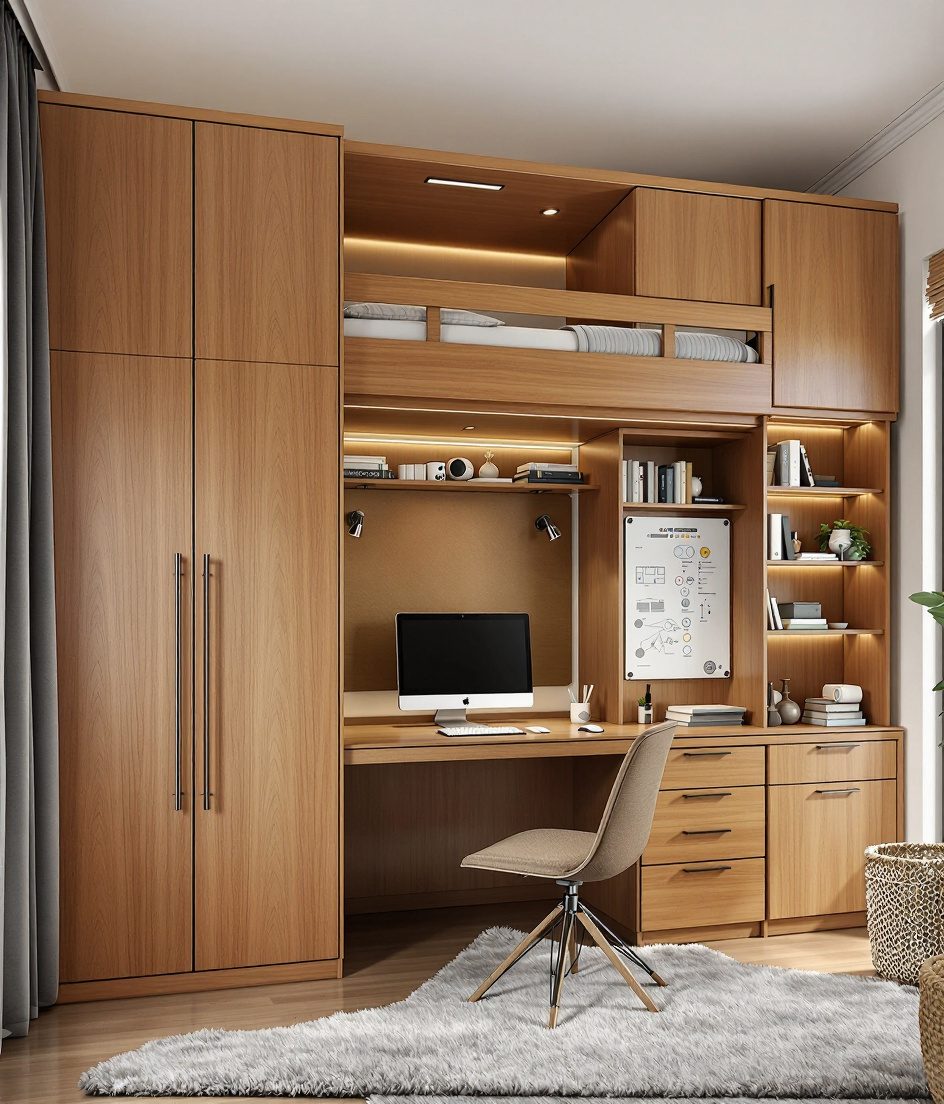 Walnut-Classic Premium Study Bed — Warm Oak