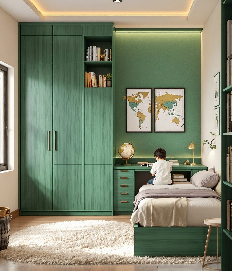 Walnut-Classic Scholar Kids Room — Sage & Brass