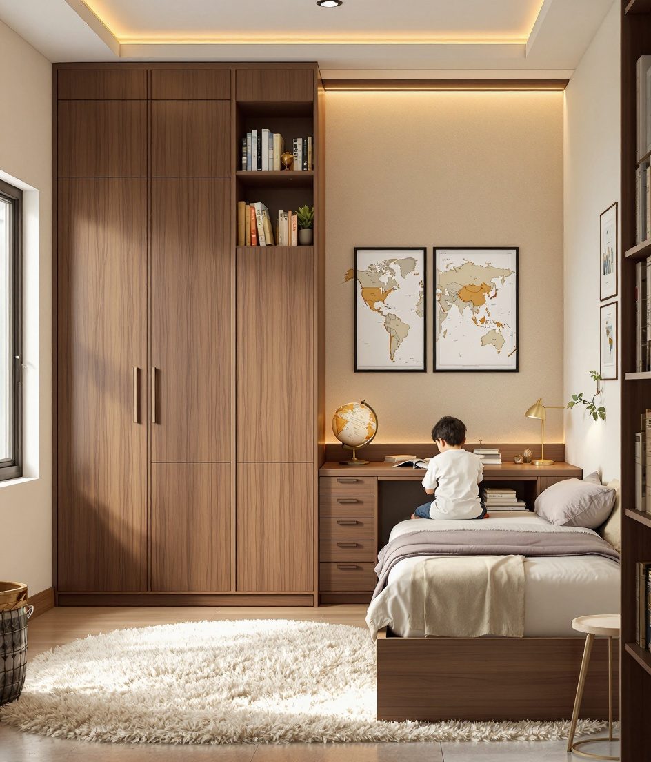 Walnut-Classic Scholar Kids Room — Warm Oak