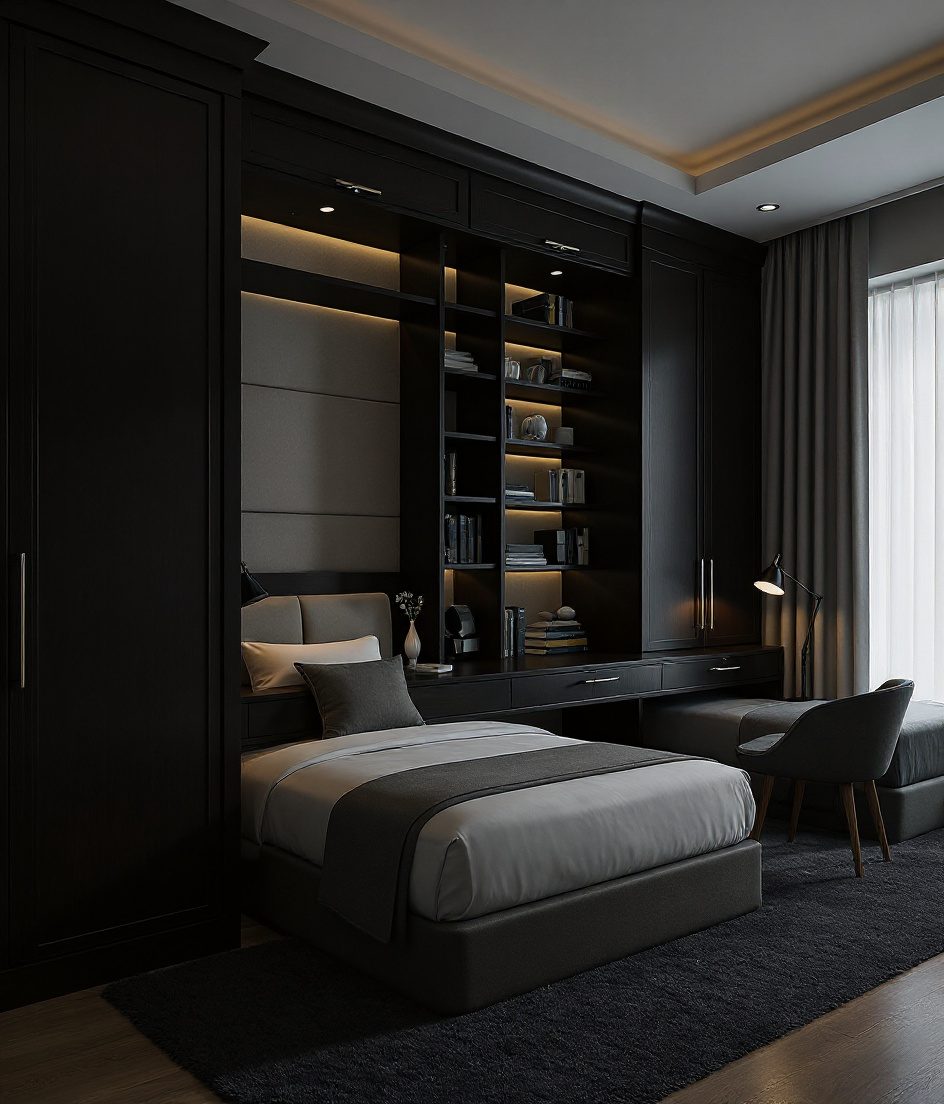 Walnut-Classic Shared Study Suite — Charcoal Minimal