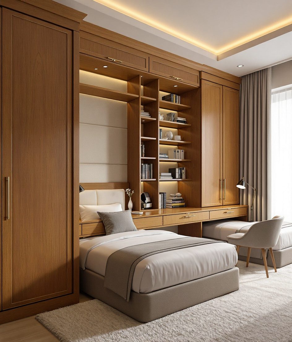 Walnut-Classic Shared Study Suite — Warm Oak