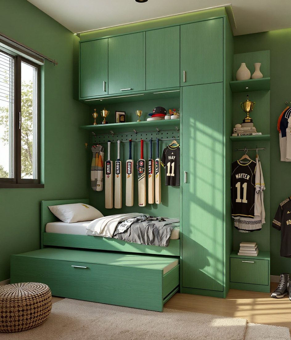 Warm-Oak Cricket Fan Room — Sage & Brass