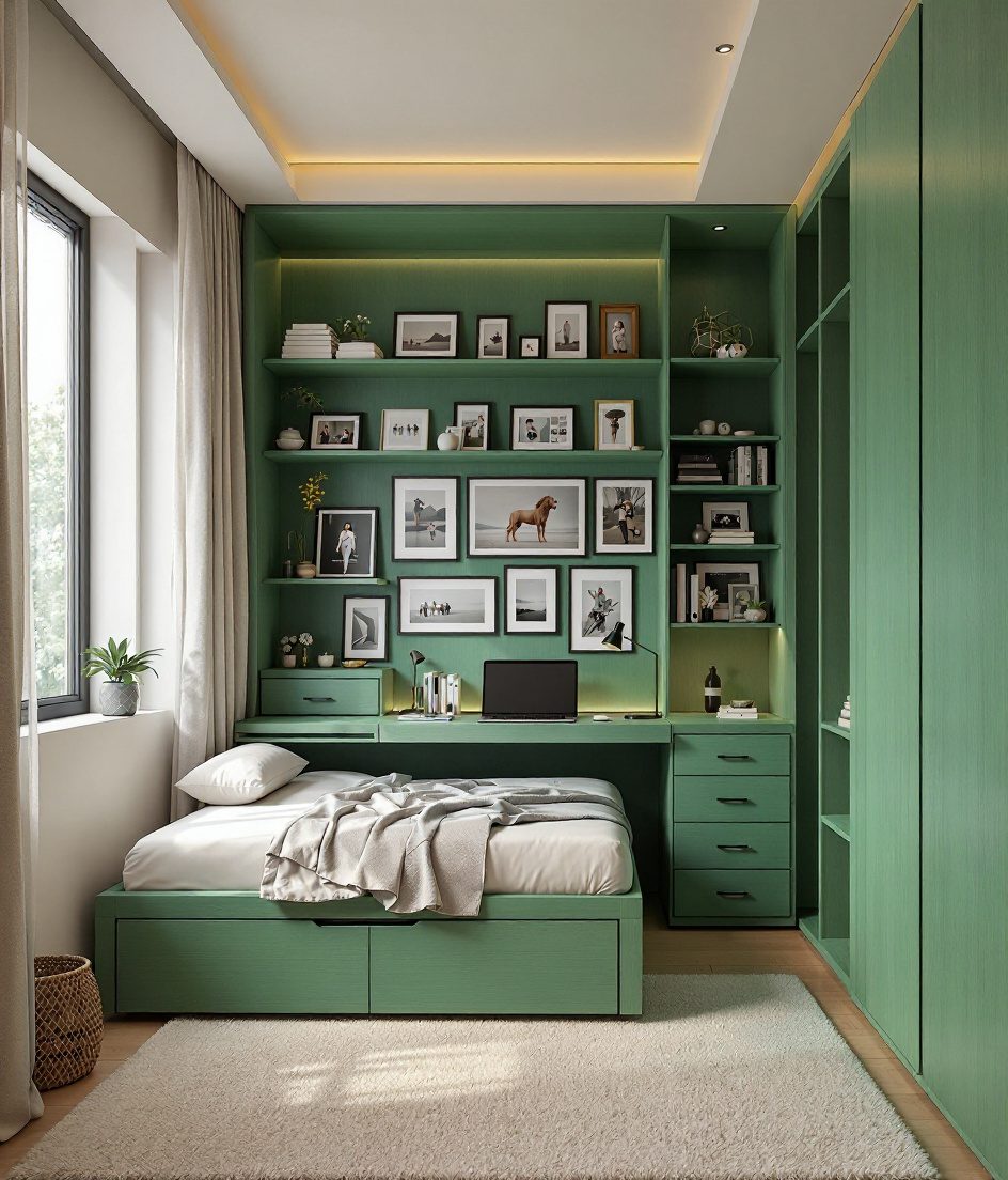 Warm-Oak Teen Study Bedroom — Sage & Brass
