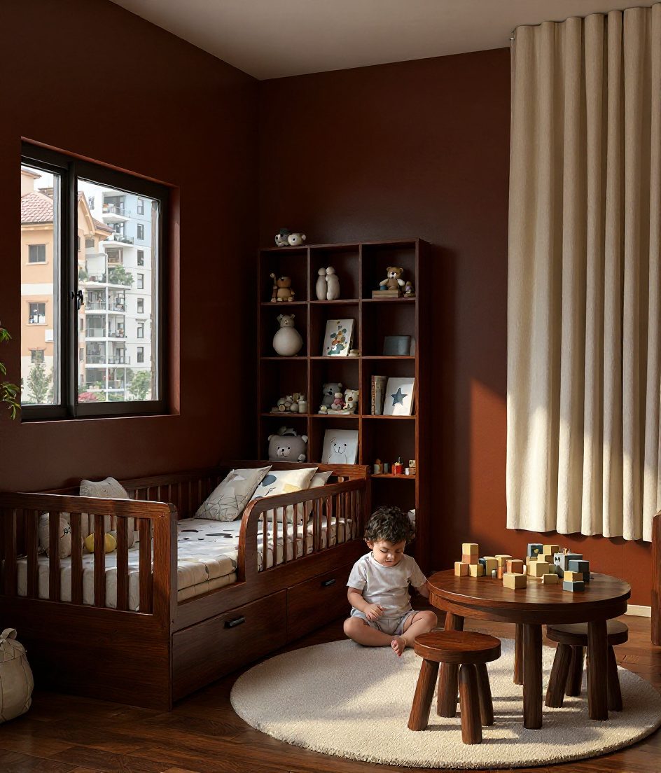 Warm-Oak Toddler Play Room — Walnut Classic