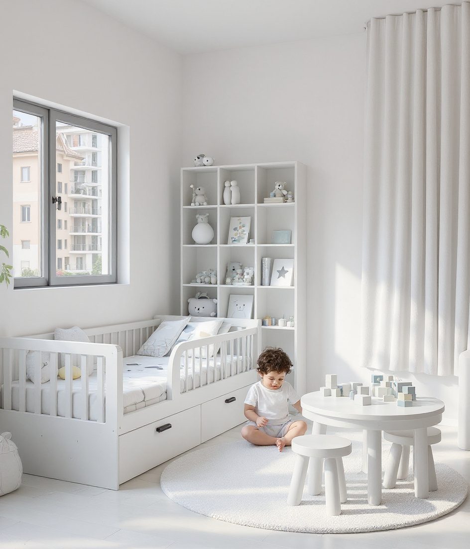 Warm-Oak Toddler Play Room — White Modern