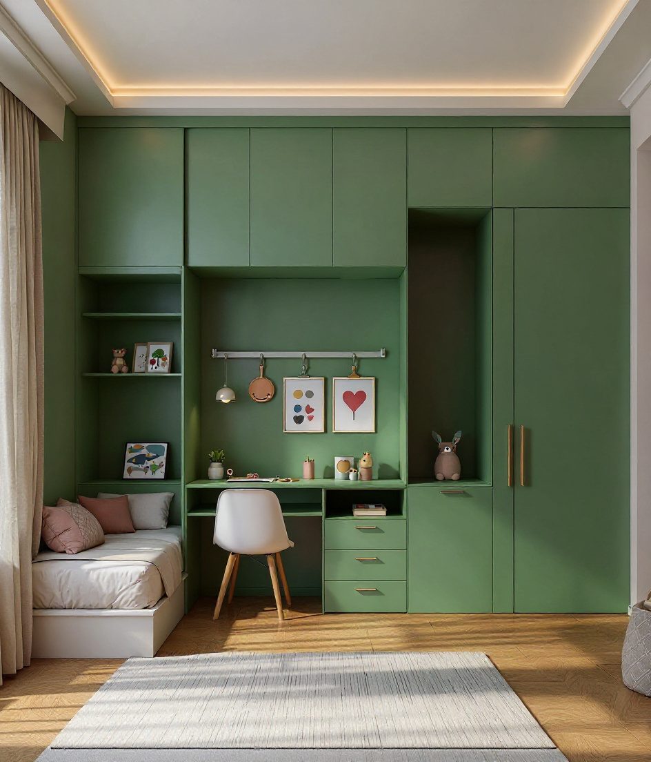 White-Modern Bright Kids Bedroom — Sage & Brass