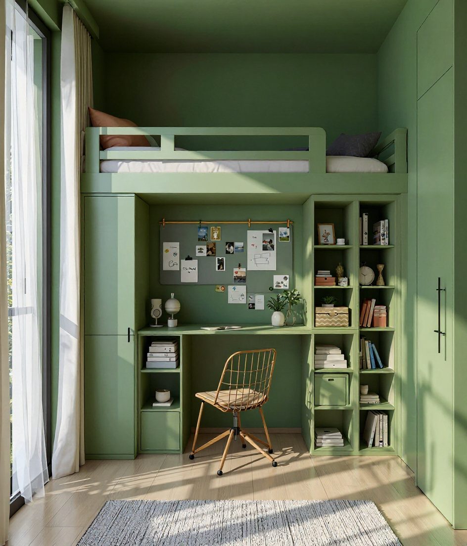 White-Modern Compact Study Bed — Sage & Brass