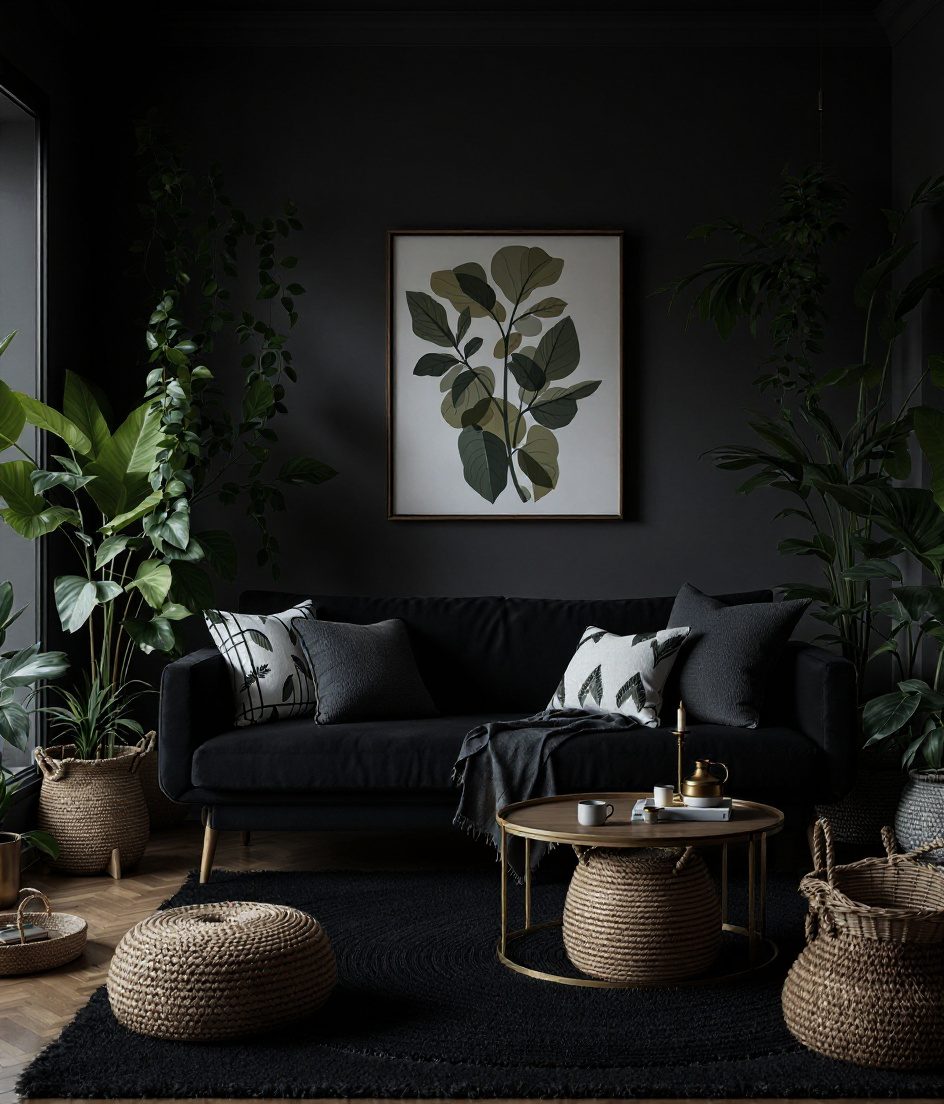 Boho Eclectic Living Room — Charcoal Minimal