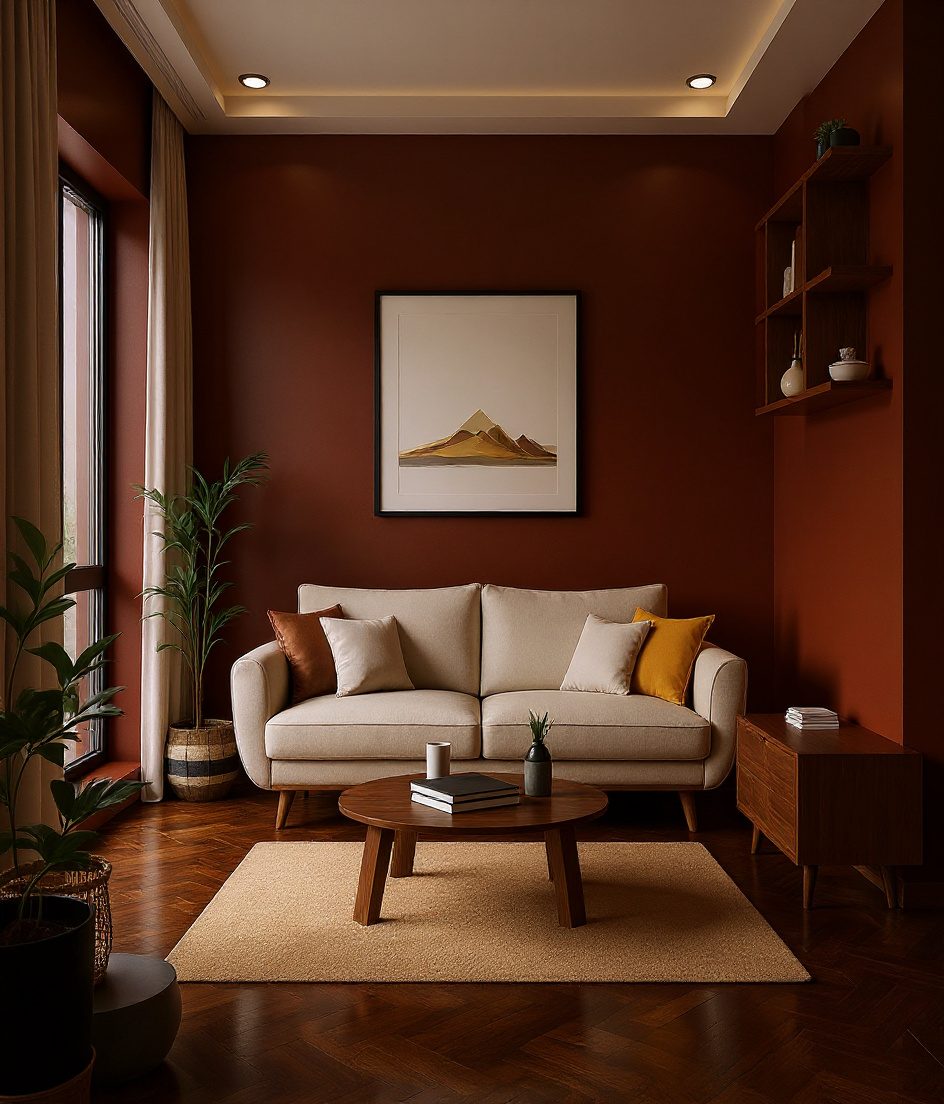 Compact Living Room for a Small Flat — Walnut Classic