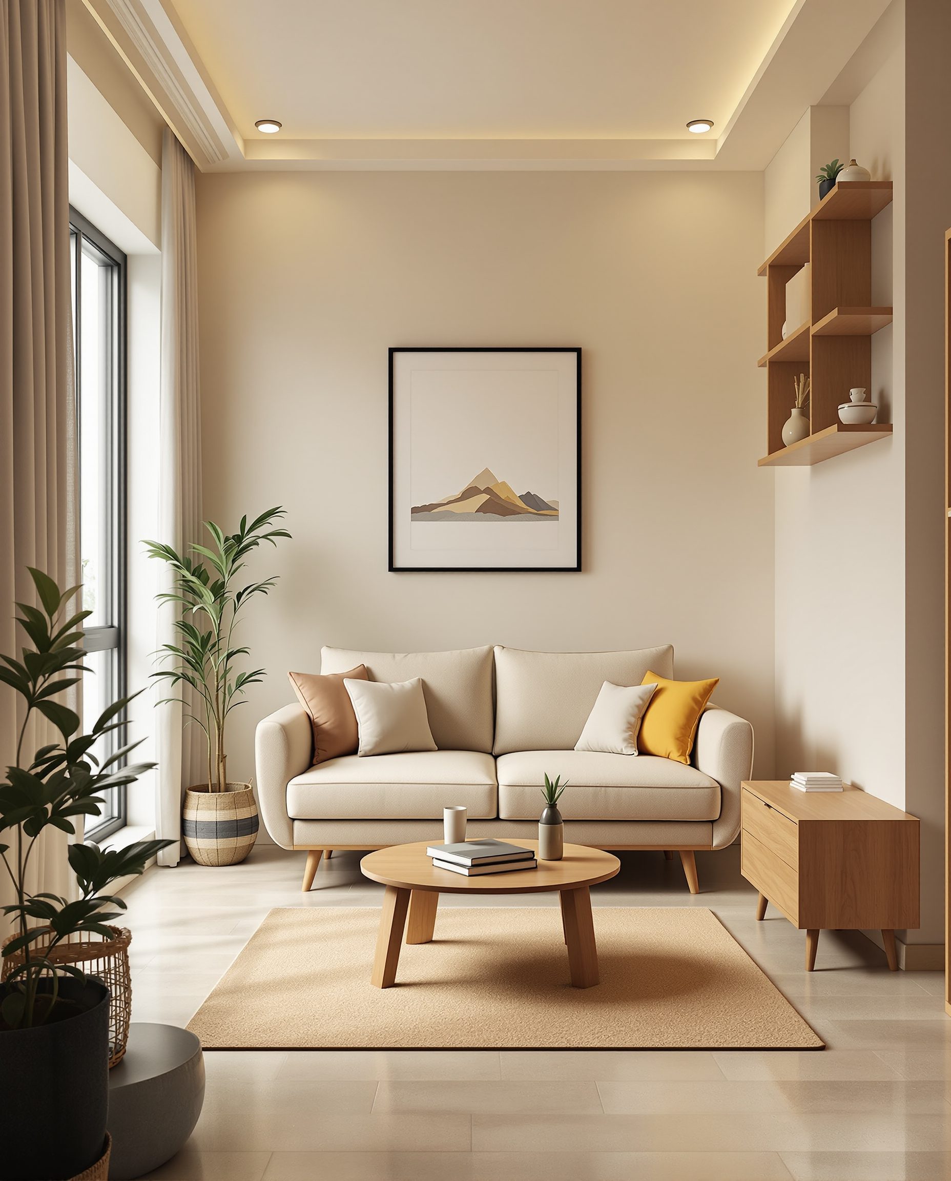 Compact Living Room for a Small Flat — Warm Oak