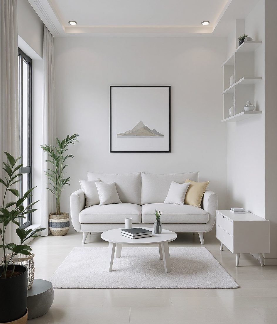 Compact Living Room for a Small Flat — White Modern