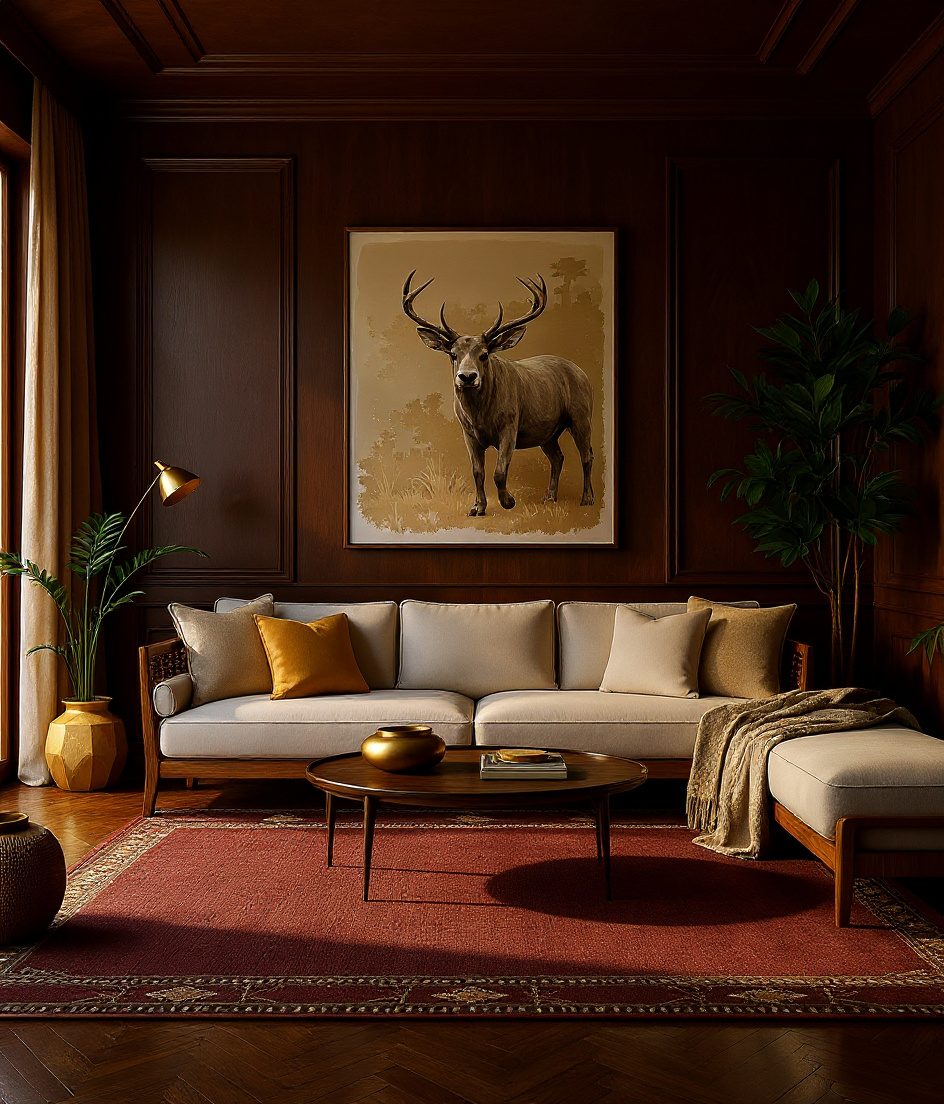 Contemporary Indian Living Room — Walnut Classic