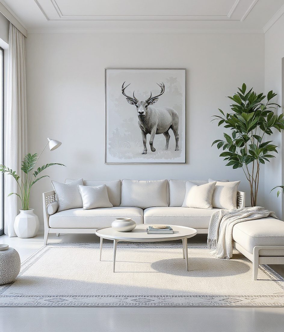Contemporary Indian Living Room — White Modern