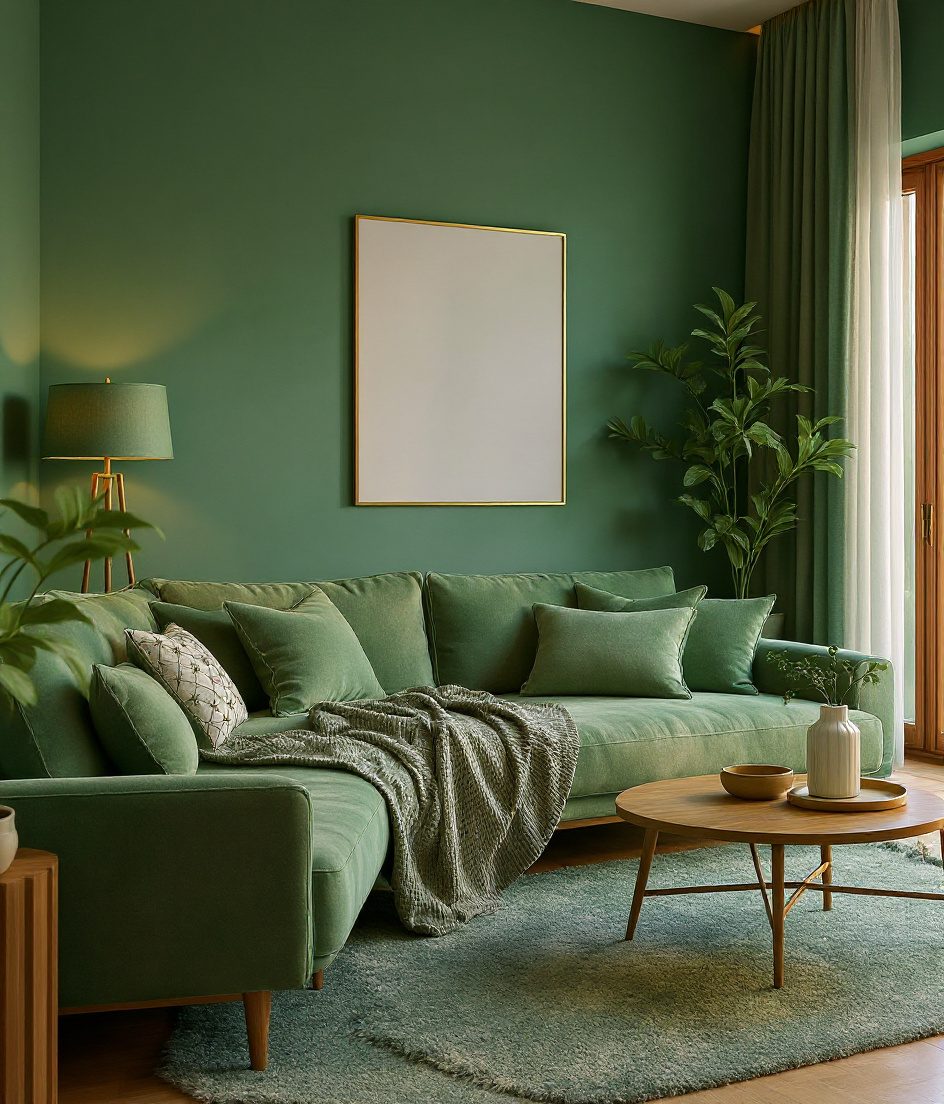 Cosy Warm-Toned Living Room — Sage & Brass