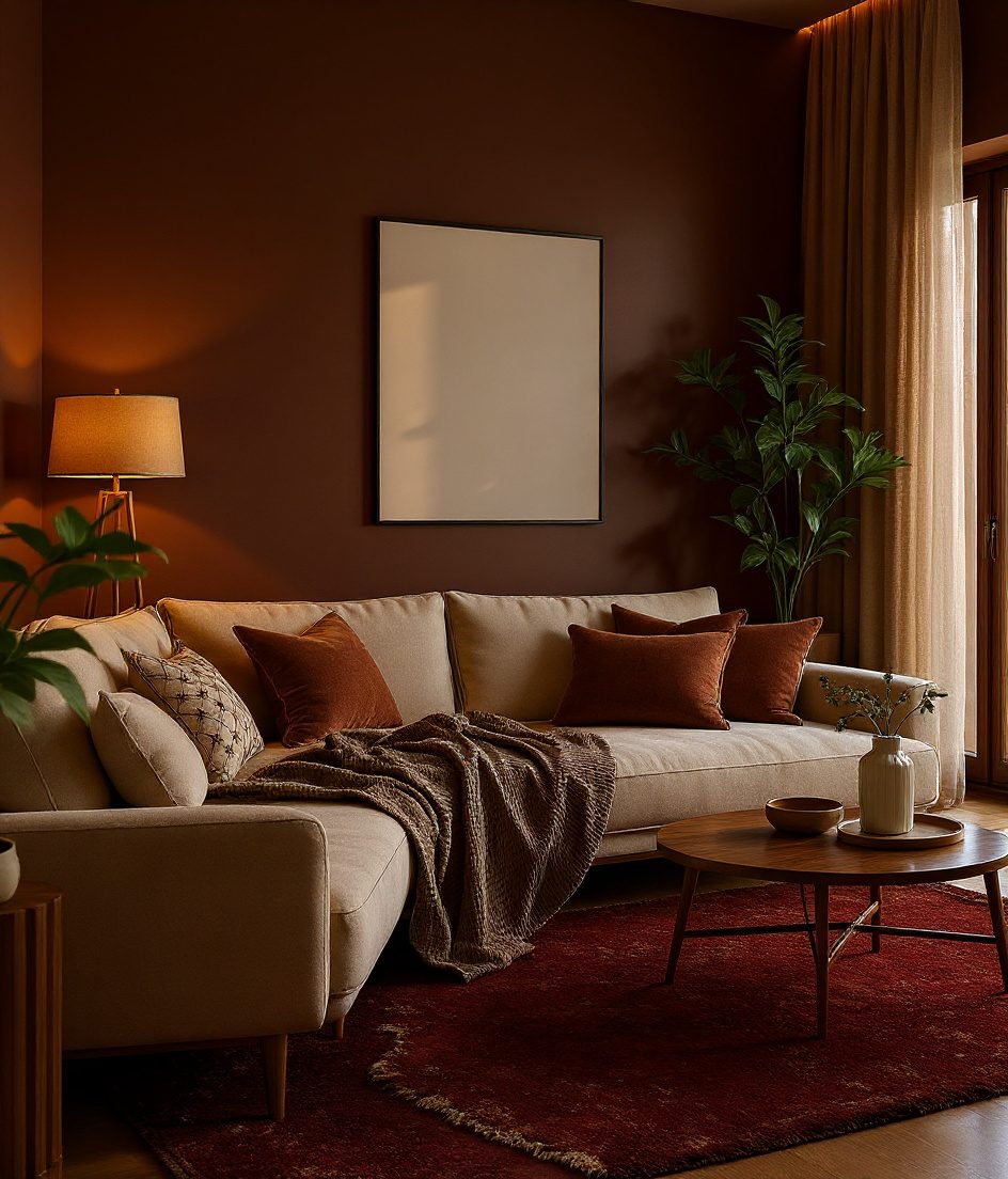 Cosy Warm-Toned Living Room — Walnut Classic