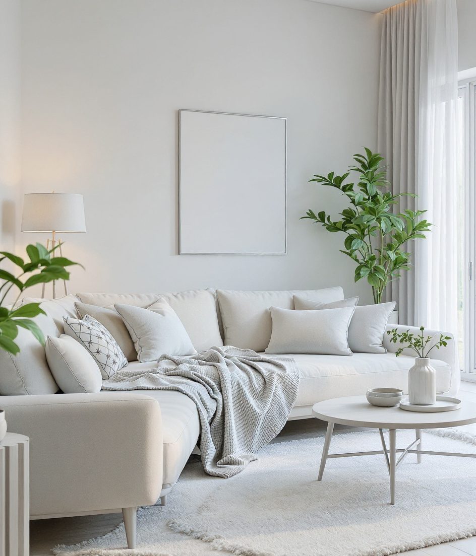 Cosy Warm-Toned Living Room — White Modern