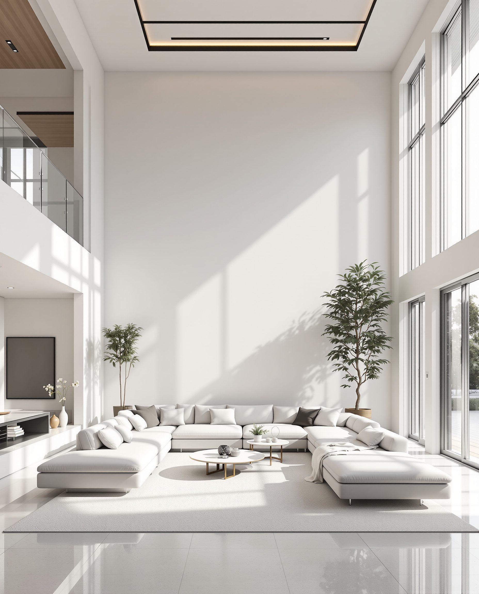 Double-Height Living Room — White Modern
