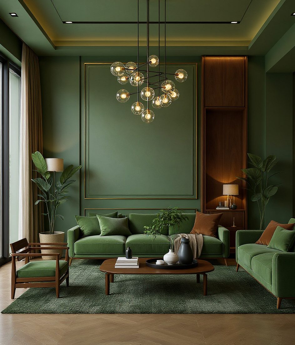 Living Room with Statement Lighting — Sage & Brass