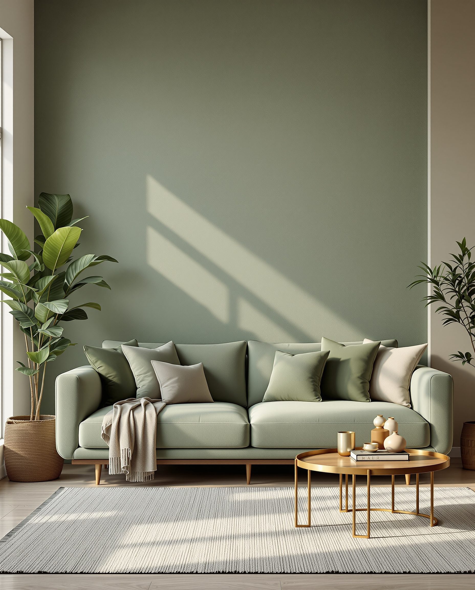 Living Room with an Accent Wall — Sage & Brass