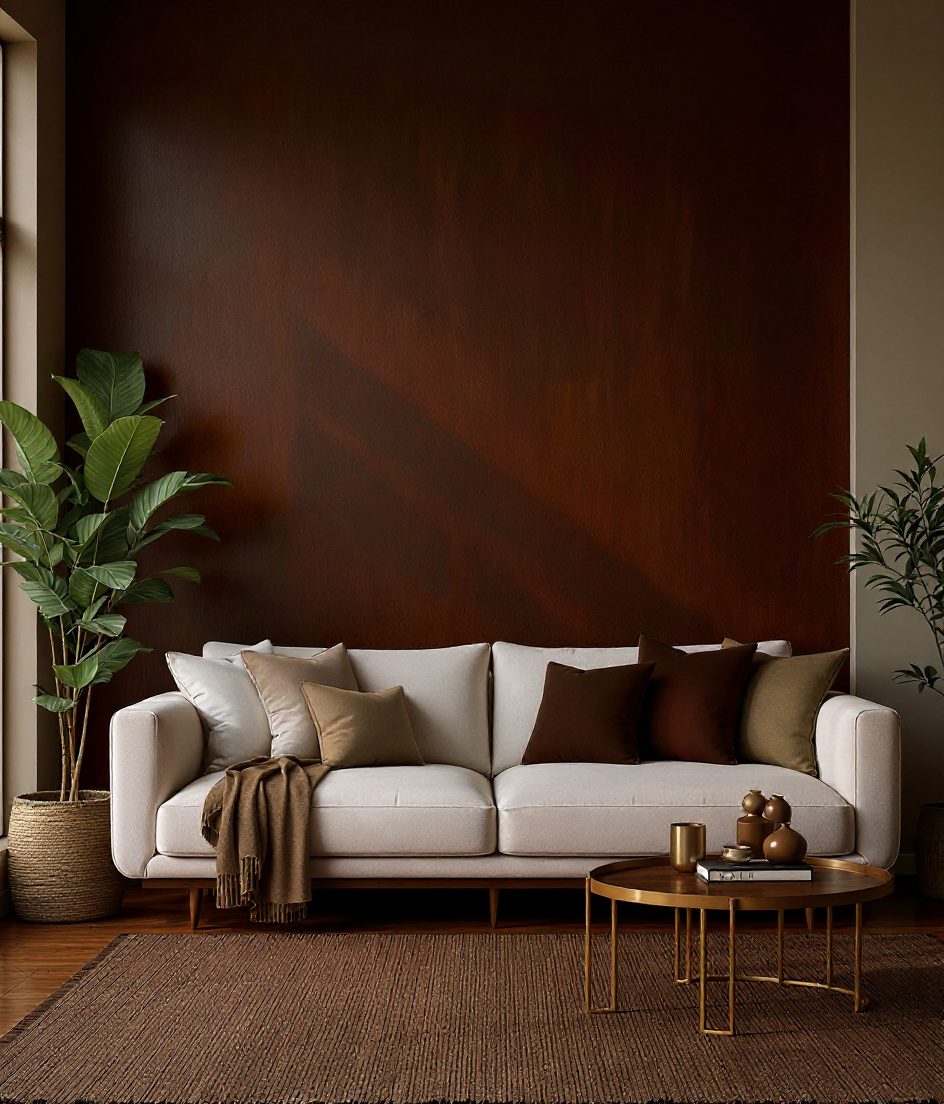 Living Room with an Accent Wall — Walnut Classic