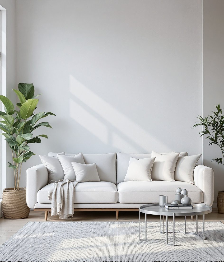 Living Room with an Accent Wall — White Modern