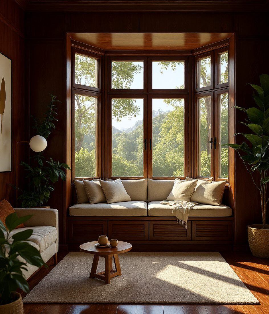 Living Room with a Bay-Window Seat — Walnut Classic