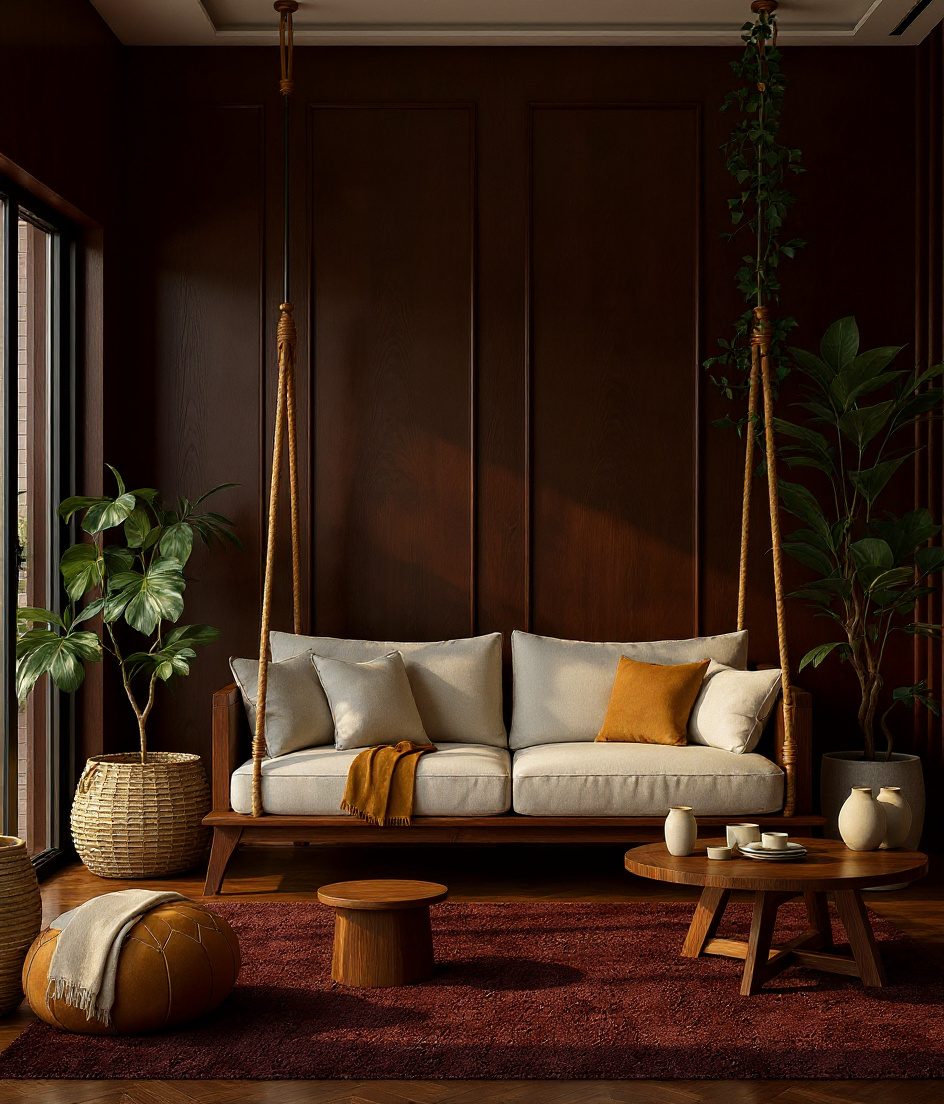 Living Room with a Swing (Jhula) — Walnut Classic