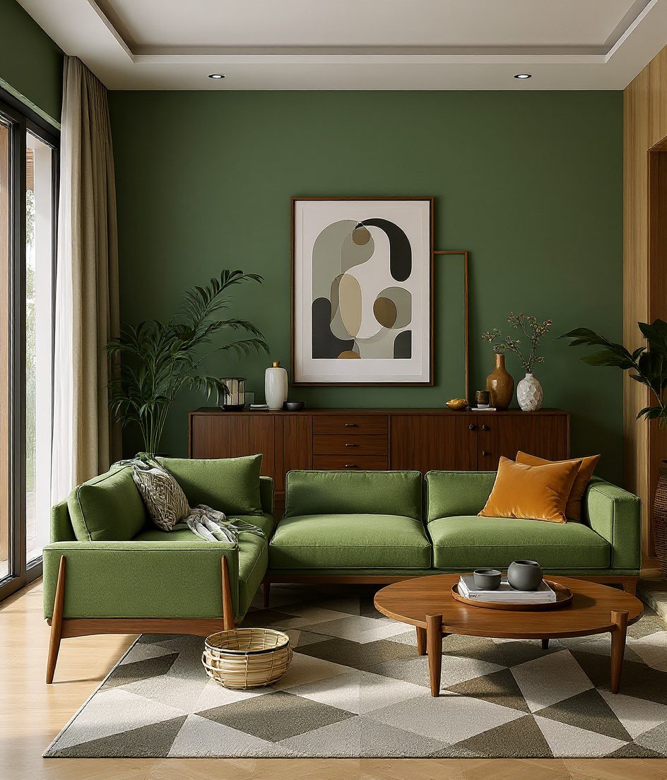 Mid-Century Modern Living Room — Sage & Brass