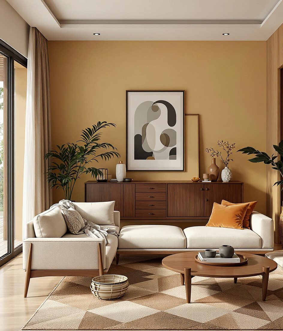 Mid-Century Modern Living Room — Warm Oak
