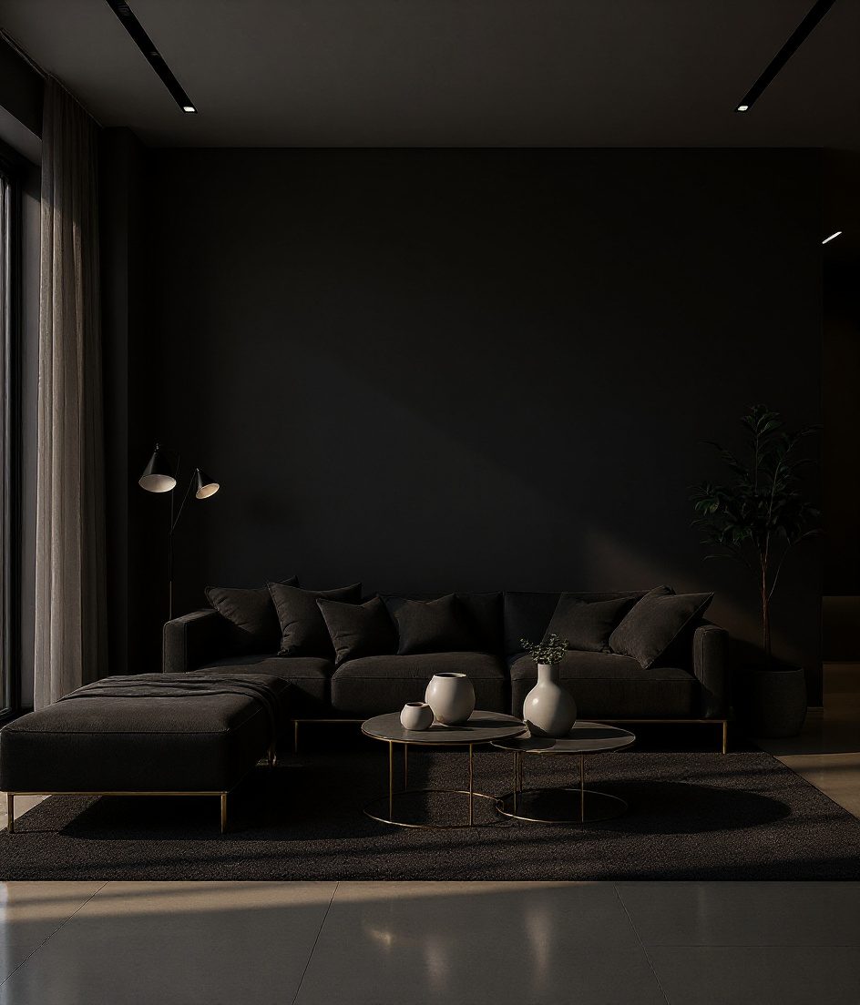 Minimalist Living Room — Charcoal Minimal