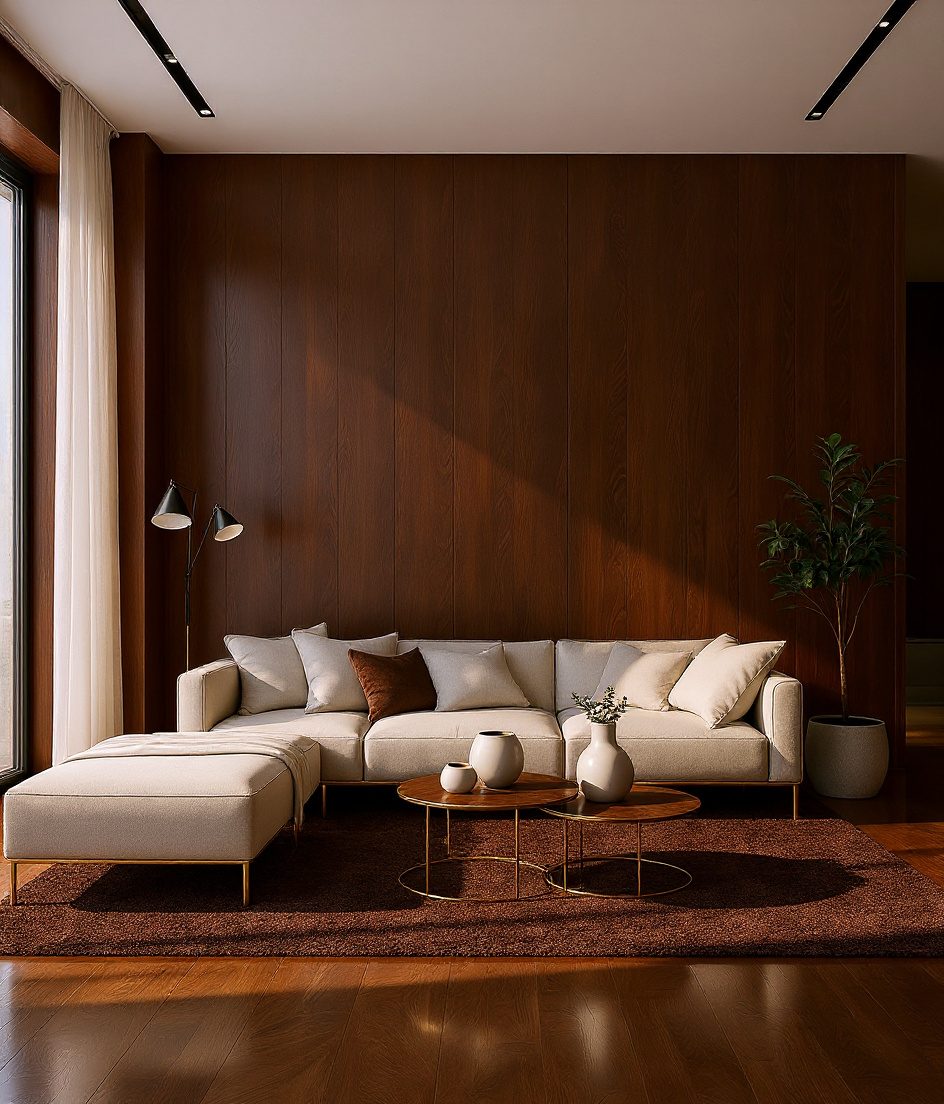 Minimalist Living Room — Walnut Classic