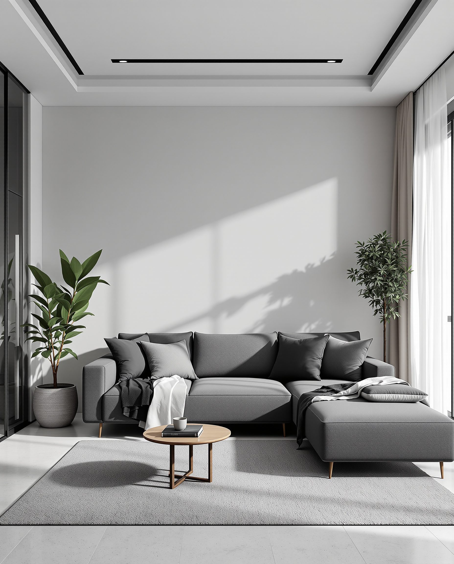 Monochrome Living Room — Charcoal Minimal