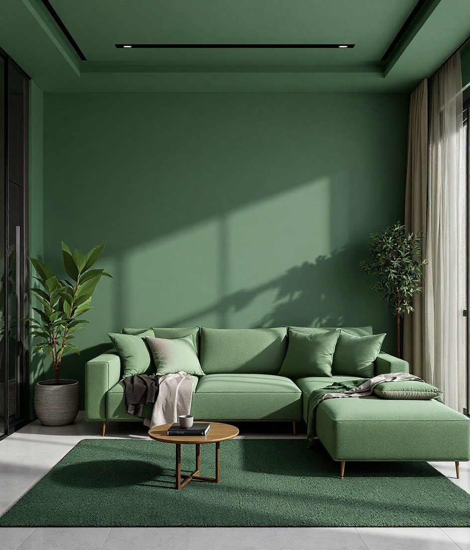 Monochrome Living Room — Sage & Brass