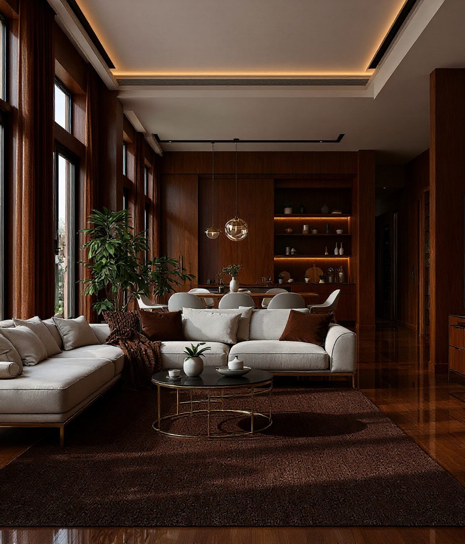 Open-Plan Living-Dining Space — Walnut Classic