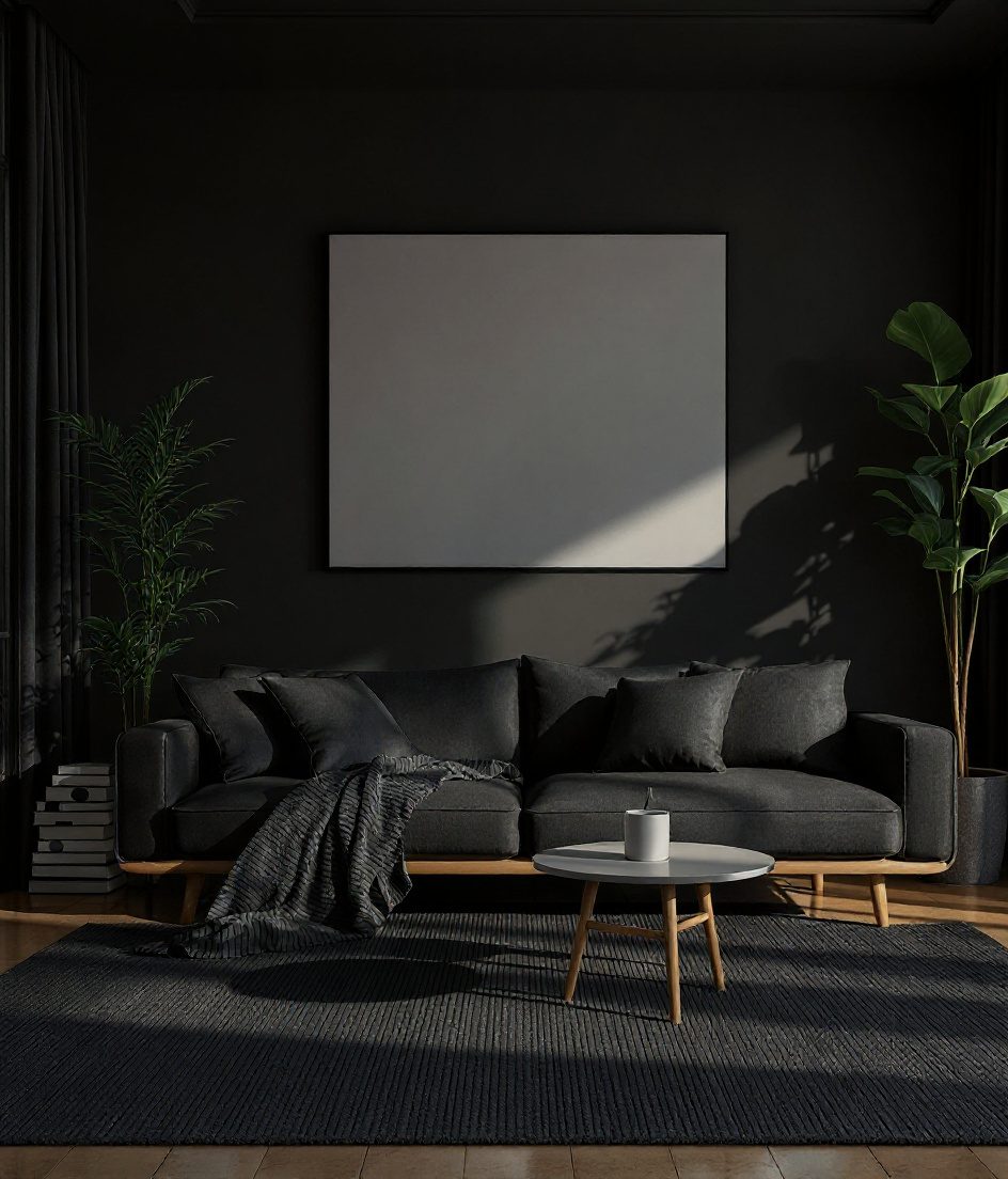 Scandinavian-Style Living Room — Charcoal Minimal