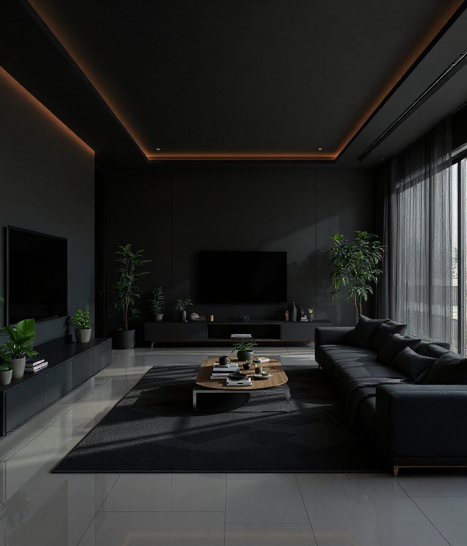 Spacious Family Living Room — Charcoal Minimal