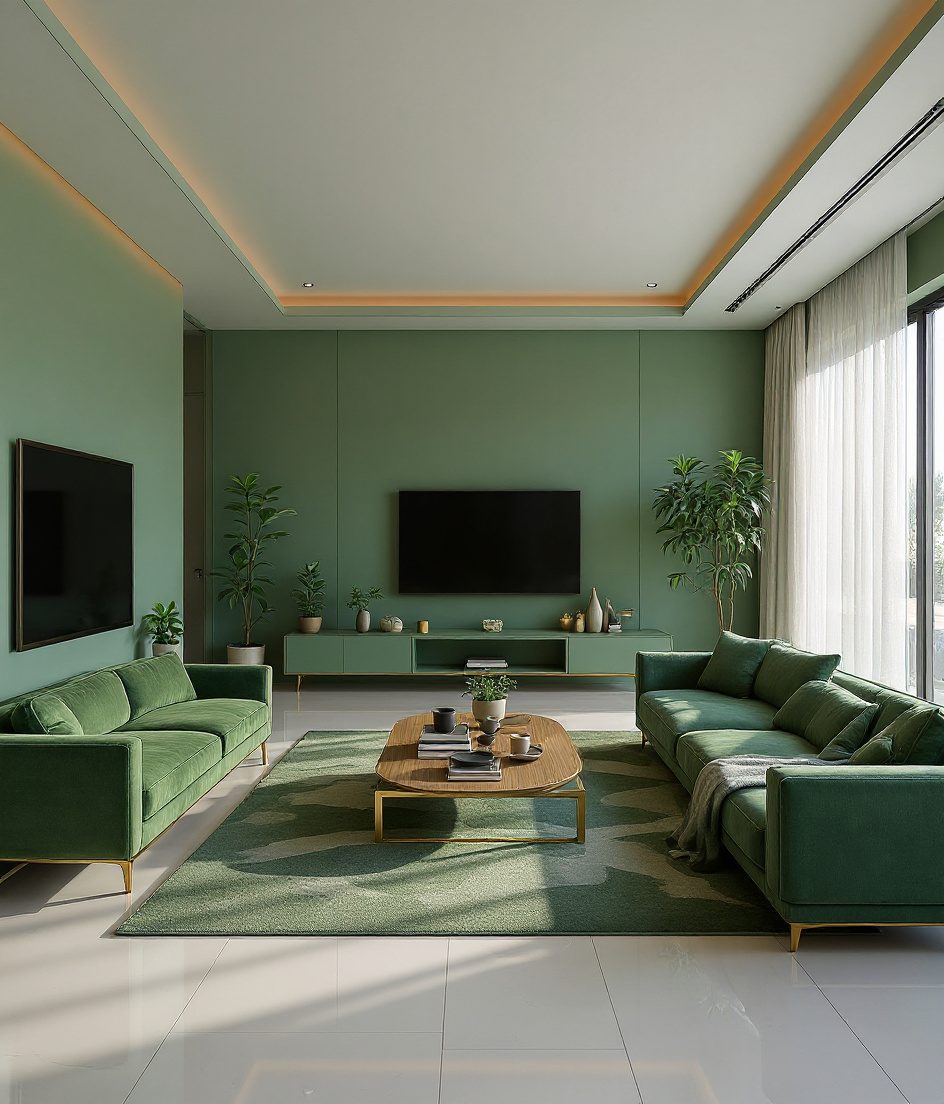 Spacious Family Living Room — Sage & Brass