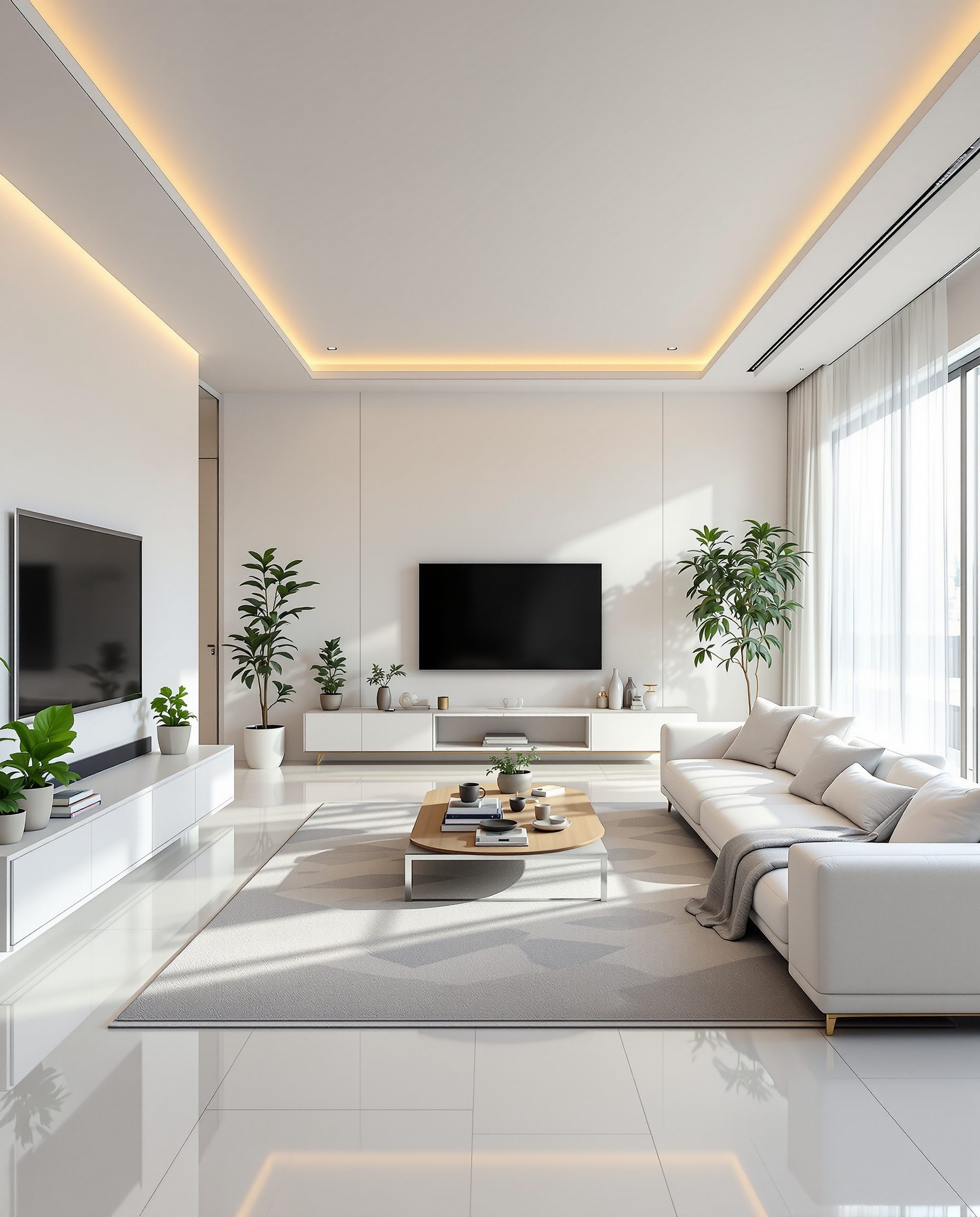 Spacious Family Living Room — White Modern