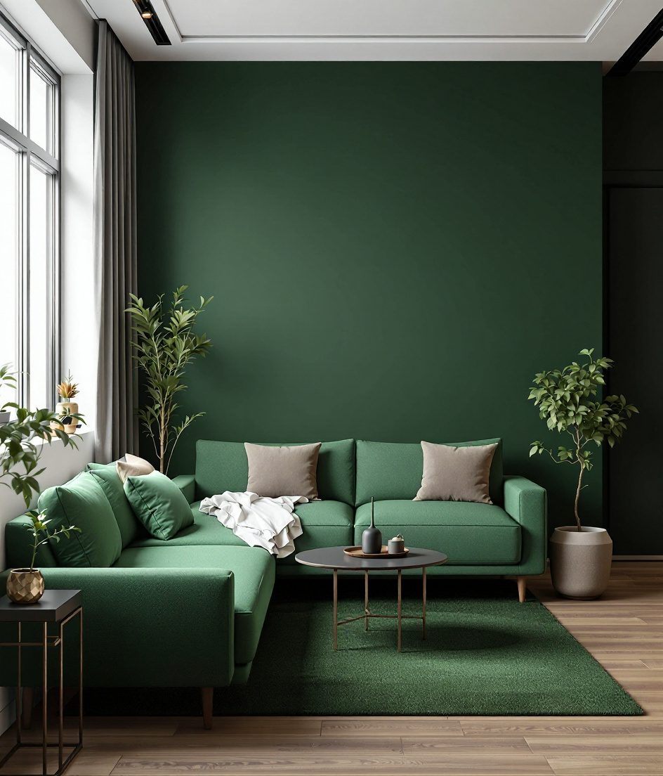 Studio-Apartment Living Zone — Sage & Brass